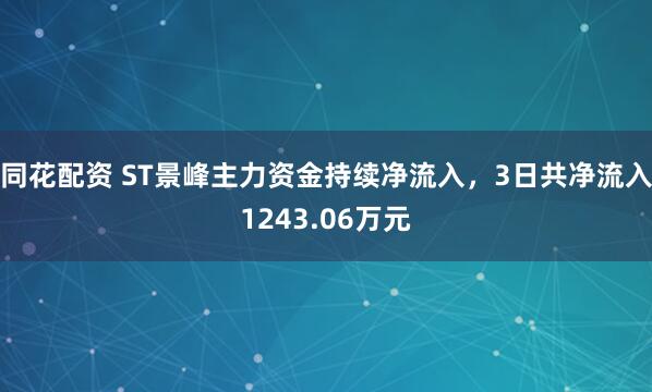 同花配资 ST景峰主力资金持续净流入，3日共净流入1243.06万元